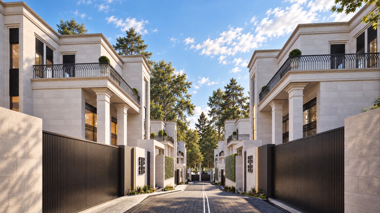 Artist's impression of the 1899 Lavington Villas internal driveway