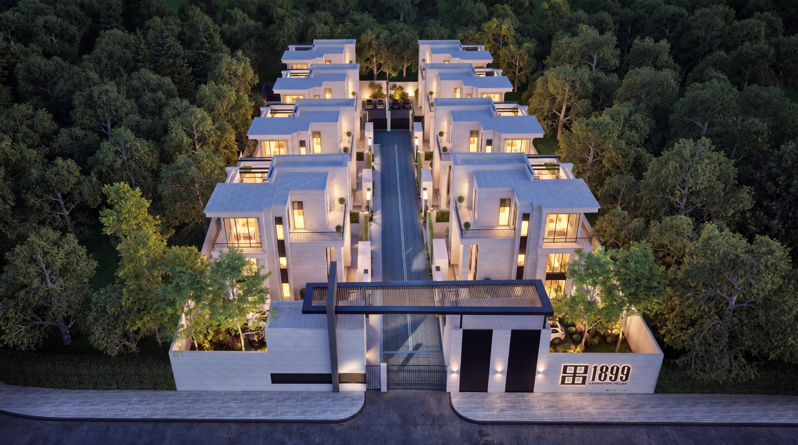 Aerial artist's impression of the 1899 Lavington Villas gated townhouse development